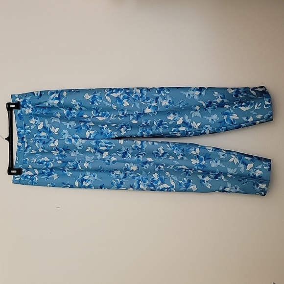 Unbranded Pants - Vintage Unbranded Blue Floral High Rise Baggy Tapered Pants 12